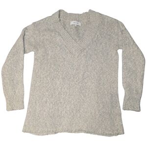 JOHN + JENN by LINE Women's Gray V-Neck Sweater | Size XS | Knit Alpaca Blend